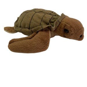 The Petting Zoo Sea Turtle Tortoise 1994 Plush Stuffed Bean Bag Tan